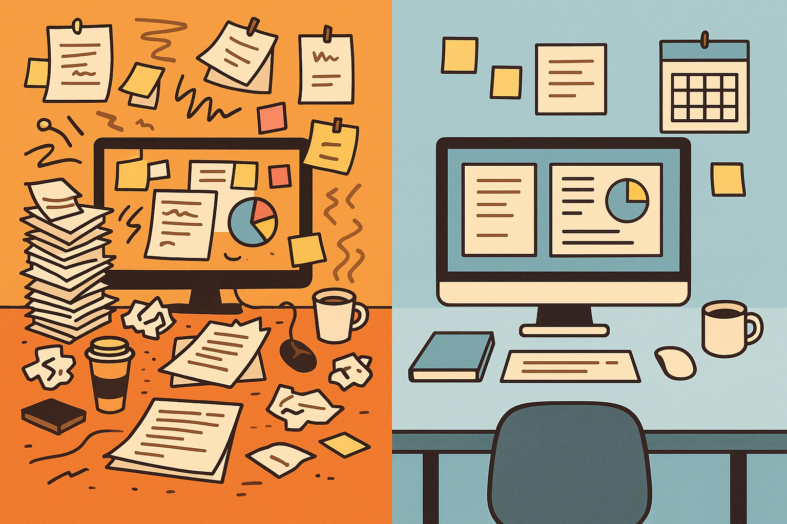 Organized workspace supporting executive function
