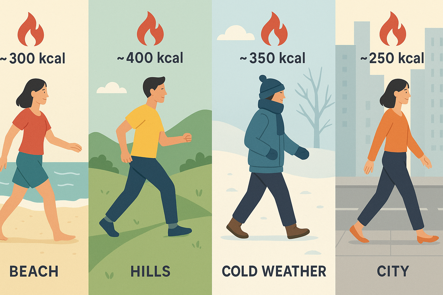Different walking terrains and environments