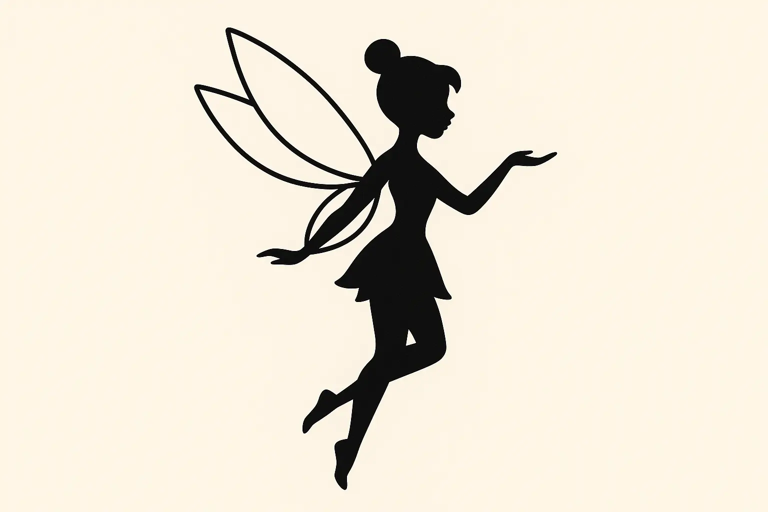 Minimalist Tinkerbell outline tattoo design