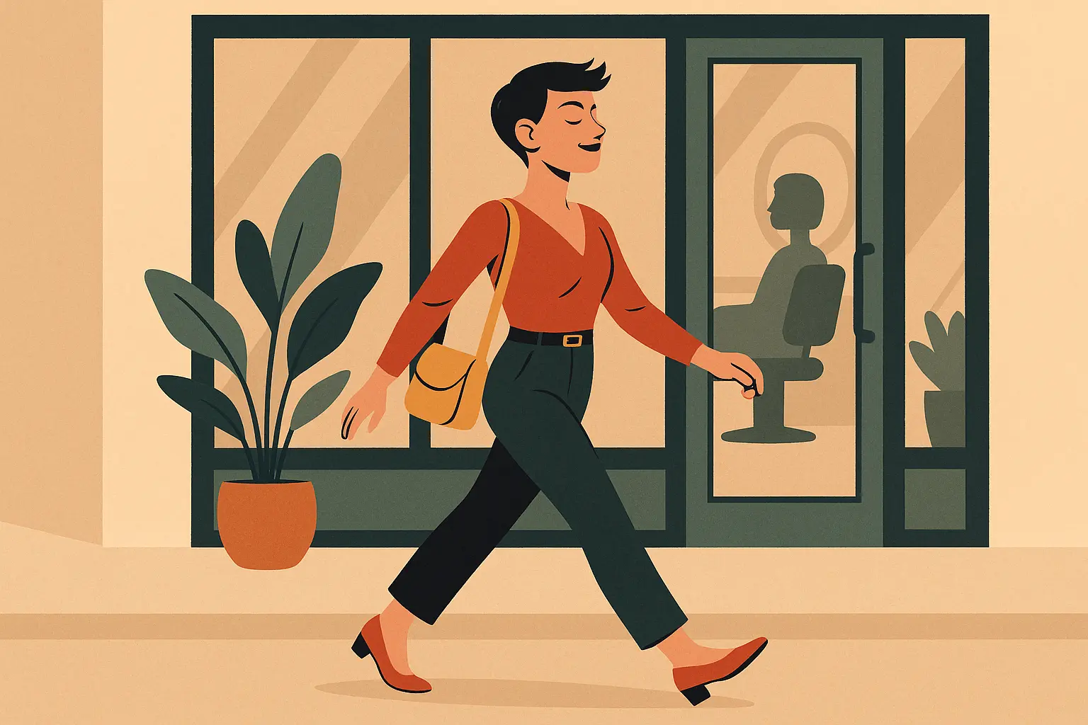 Woman with dramatic new bob haircut looking empowered