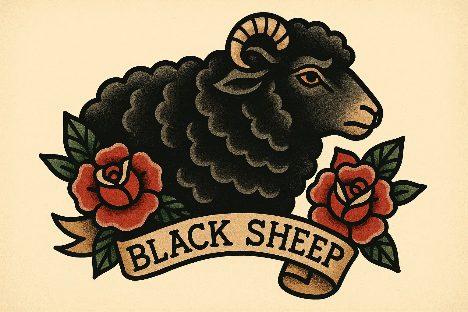 Traditional black sheep tattoo designs