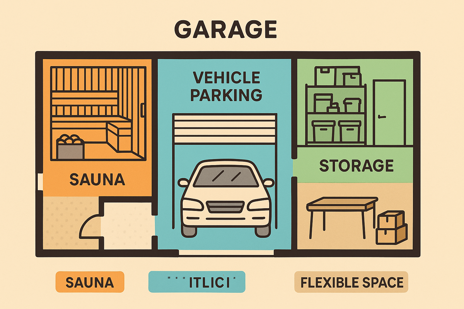 Space optimization and multi-functional design for garage sauna