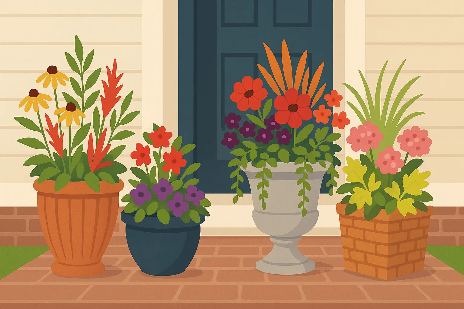 Seasonal container garden display