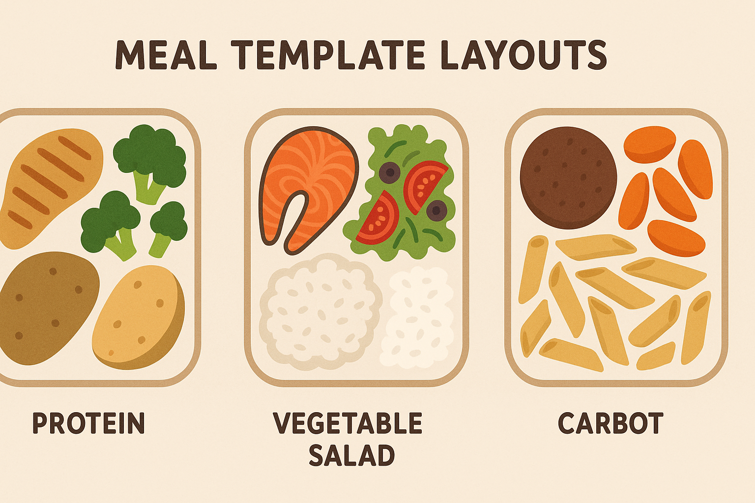 Three meal template examples laid out visually