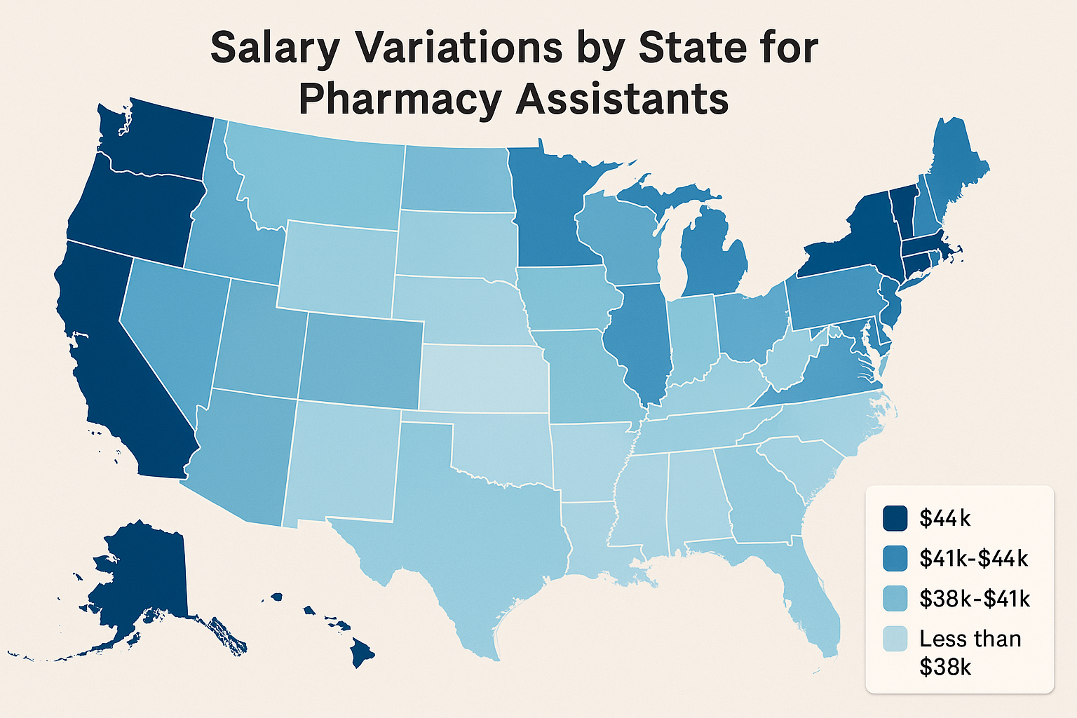Geographic salary comparison for pharmacy assistants
