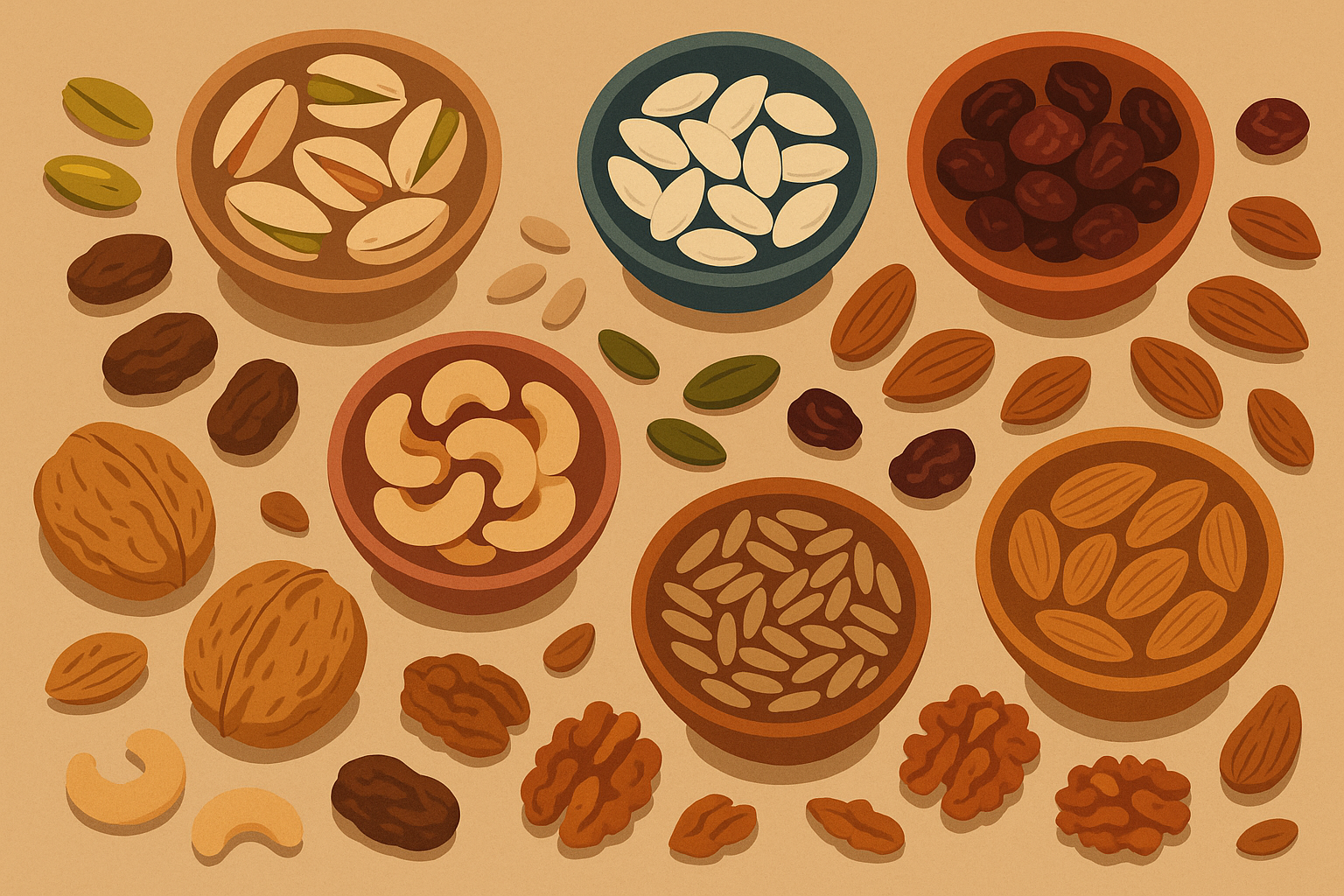 Nuts, seeds and dried fruits for fiber