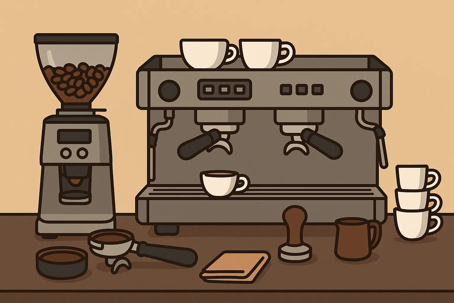 Professional espresso-focused coffee station
