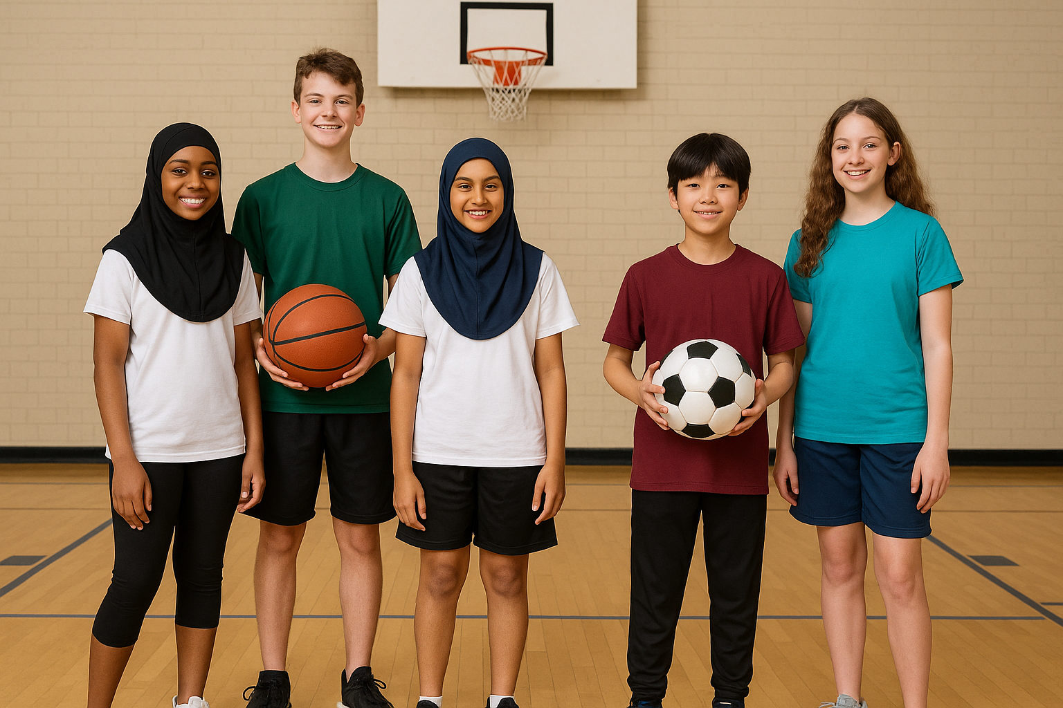 Culturally inclusive PE class with diverse students