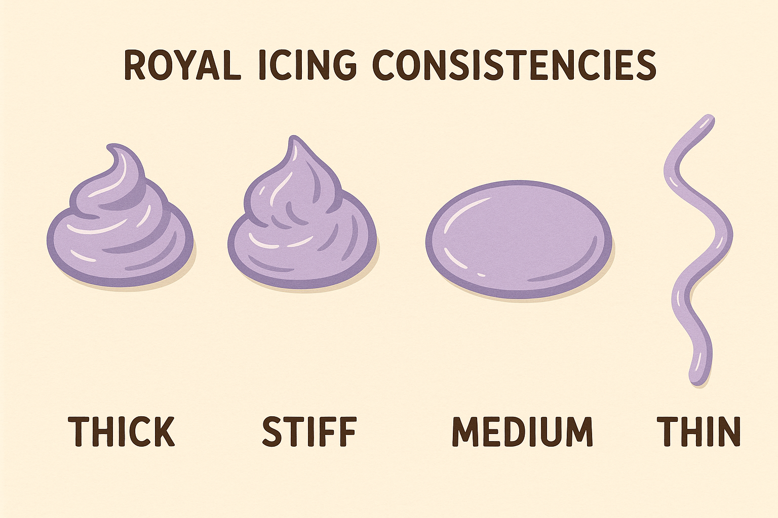 Different royal icing consistencies demonstration