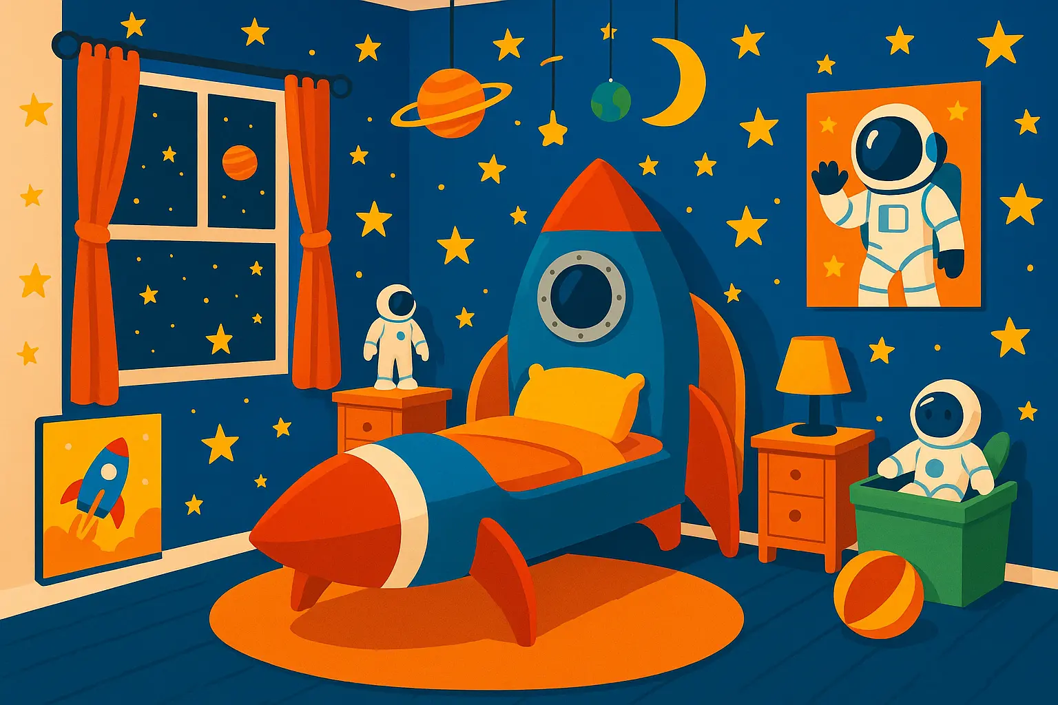 Adventure-themed boy's bedroom with exploration elements