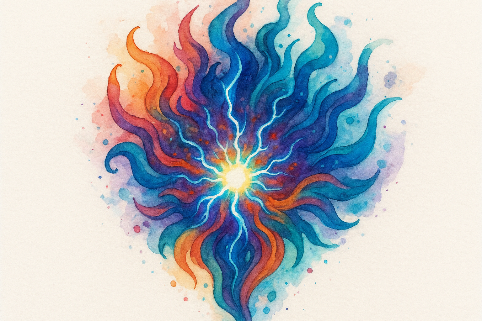 Watercolor arcane energy burst tattoo