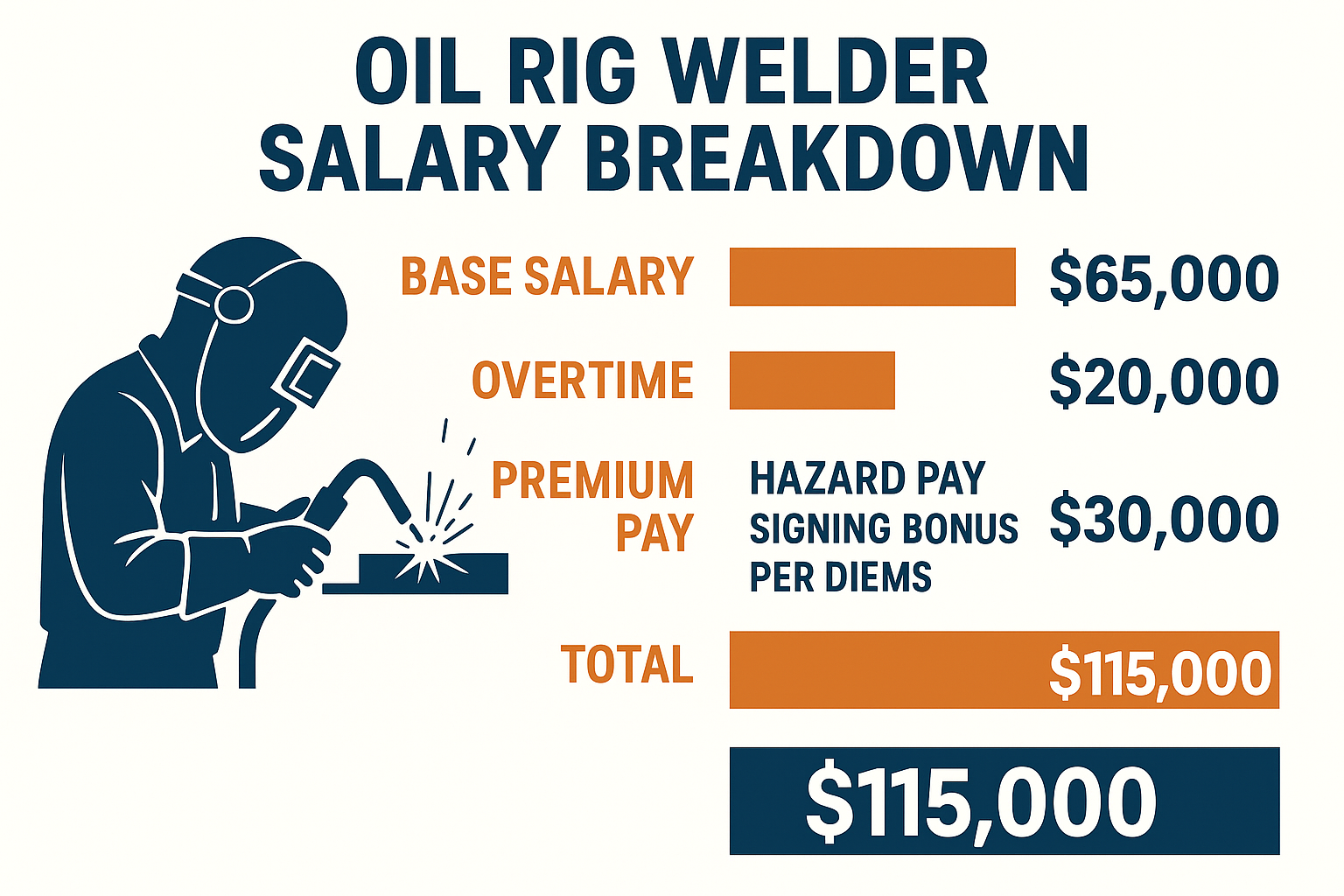 Oil rig welder salary breakdown chart