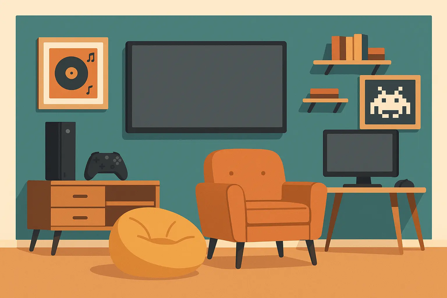 Entertainment bonus room with theater seating and gaming setup