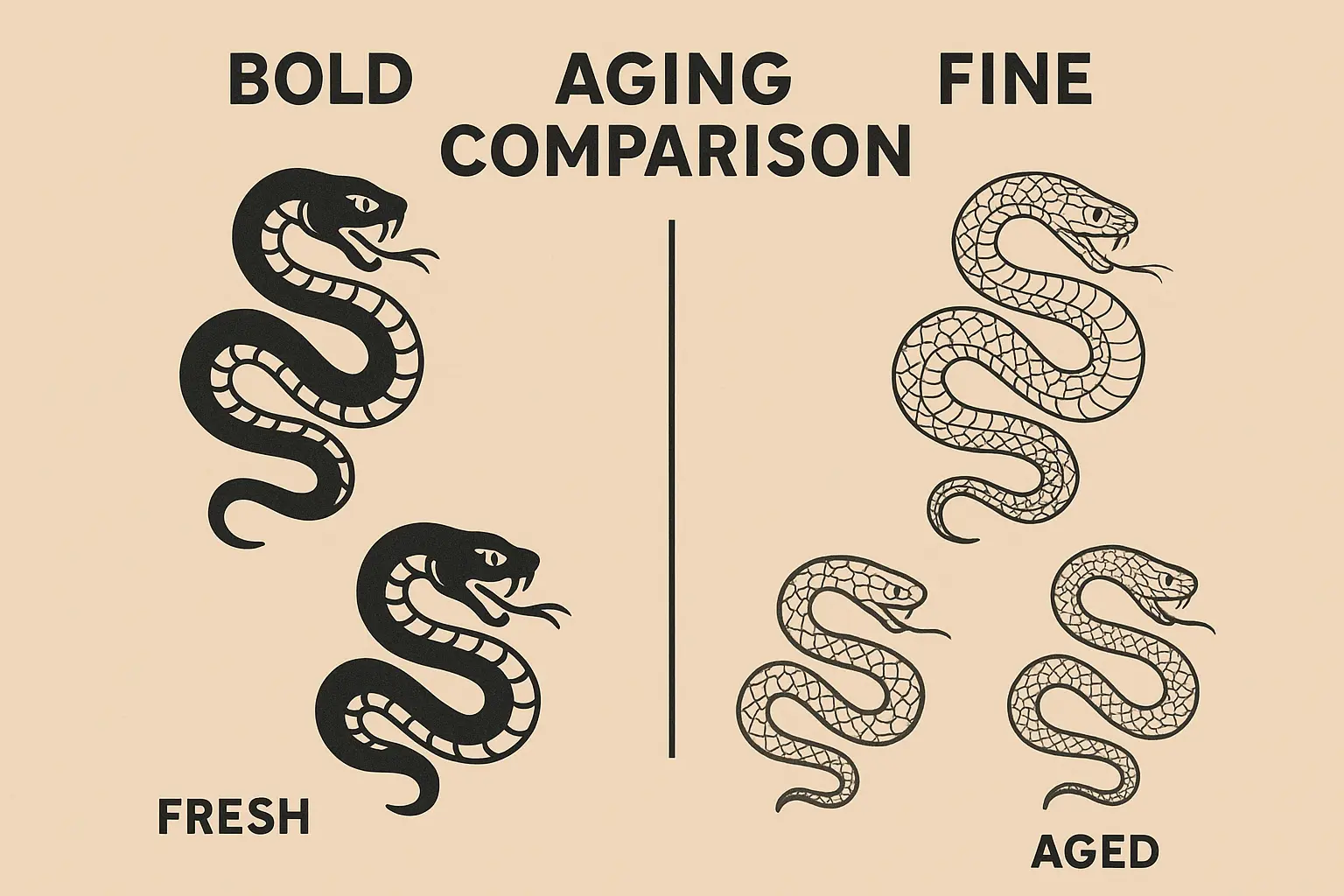 Traditional Japanese snake tattoo elements