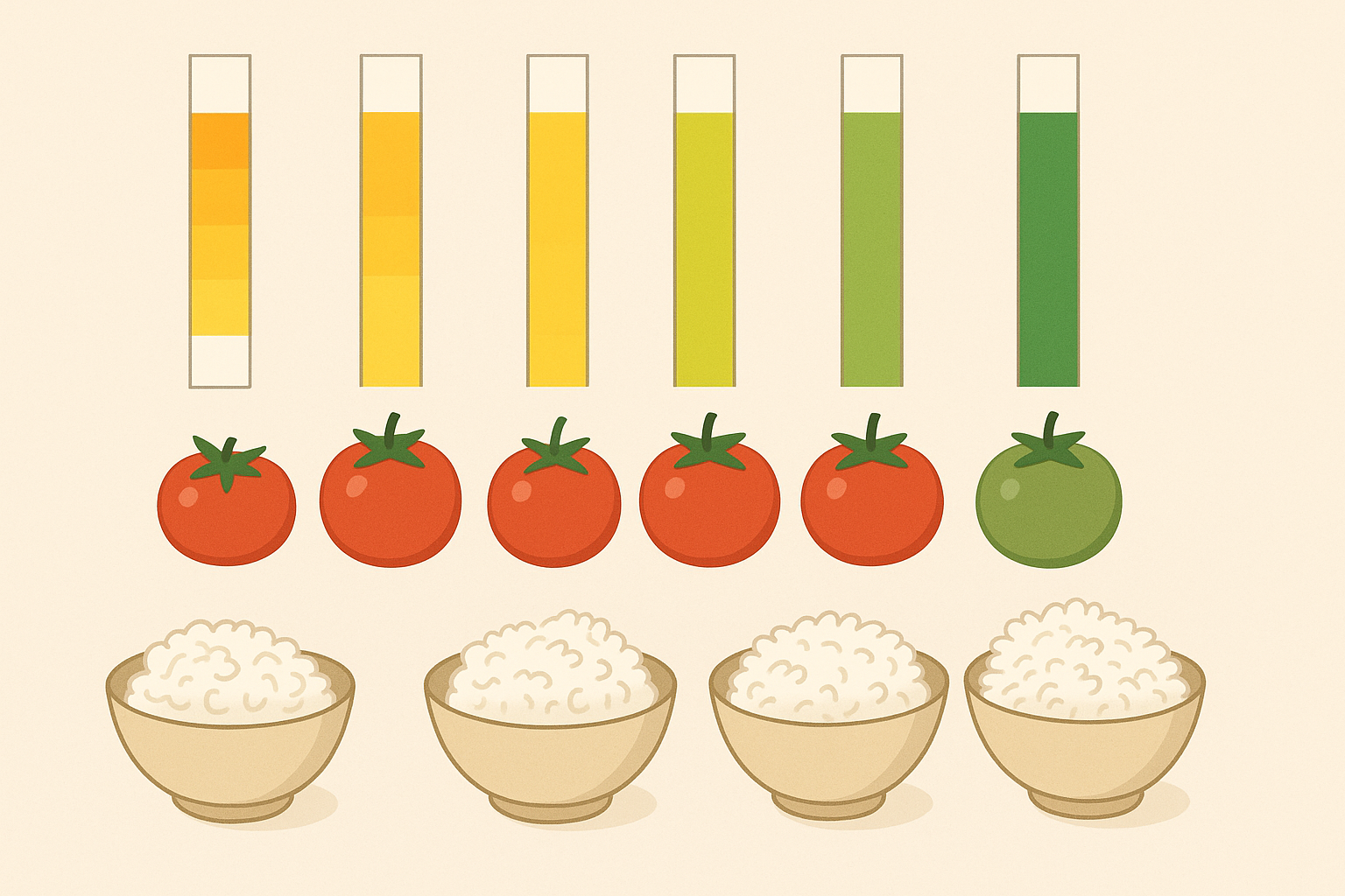 pH testing of tomatoes and rice cooking liquid