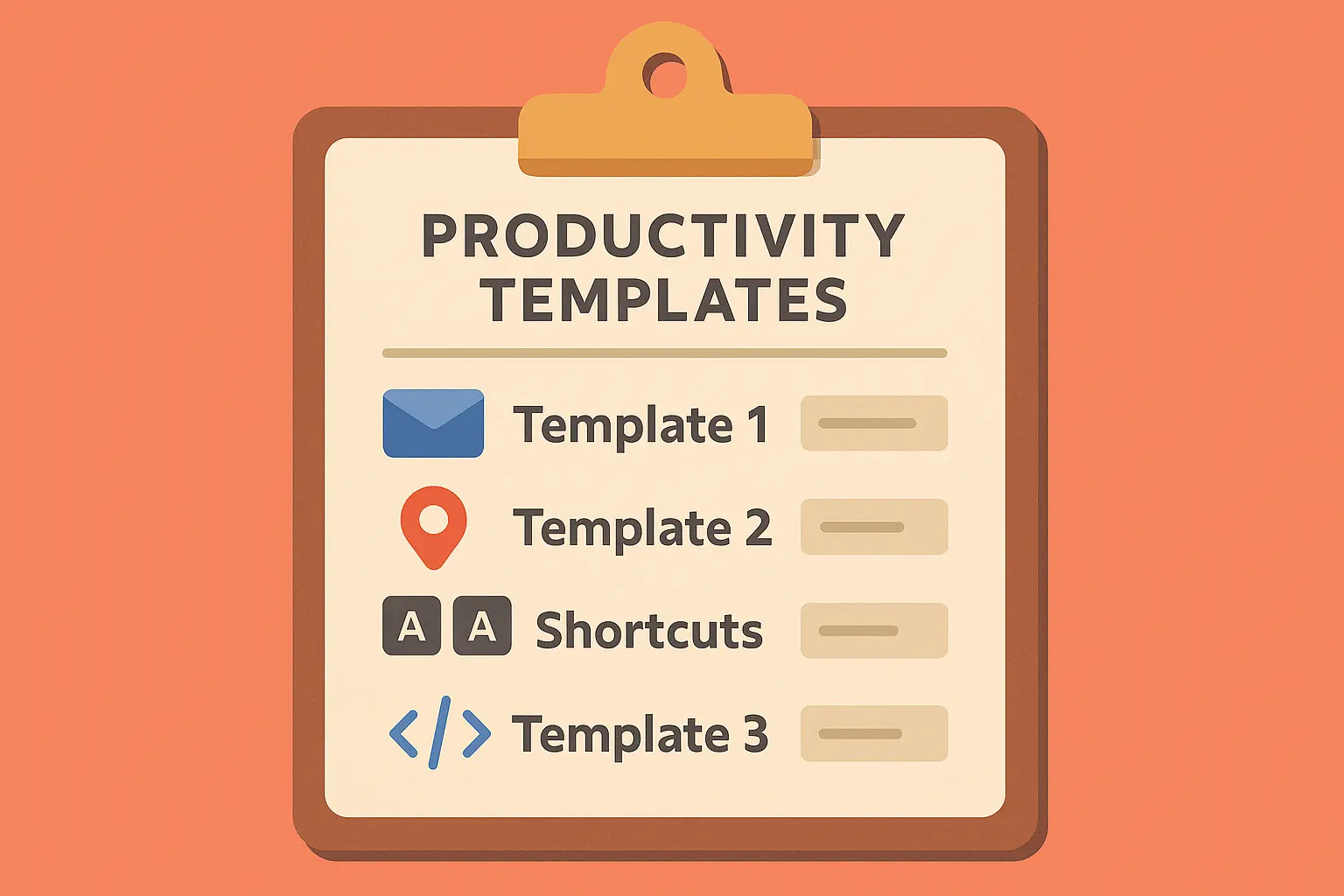 Clipboard productivity templates interface