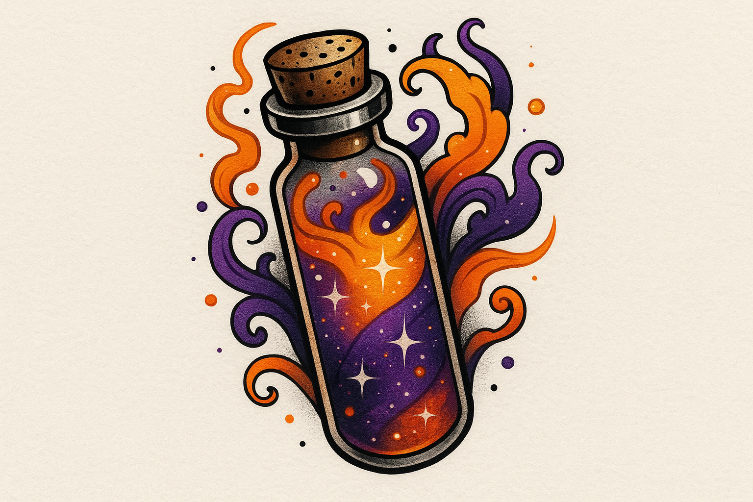 Shimmer vial and chemical reaction tattoo