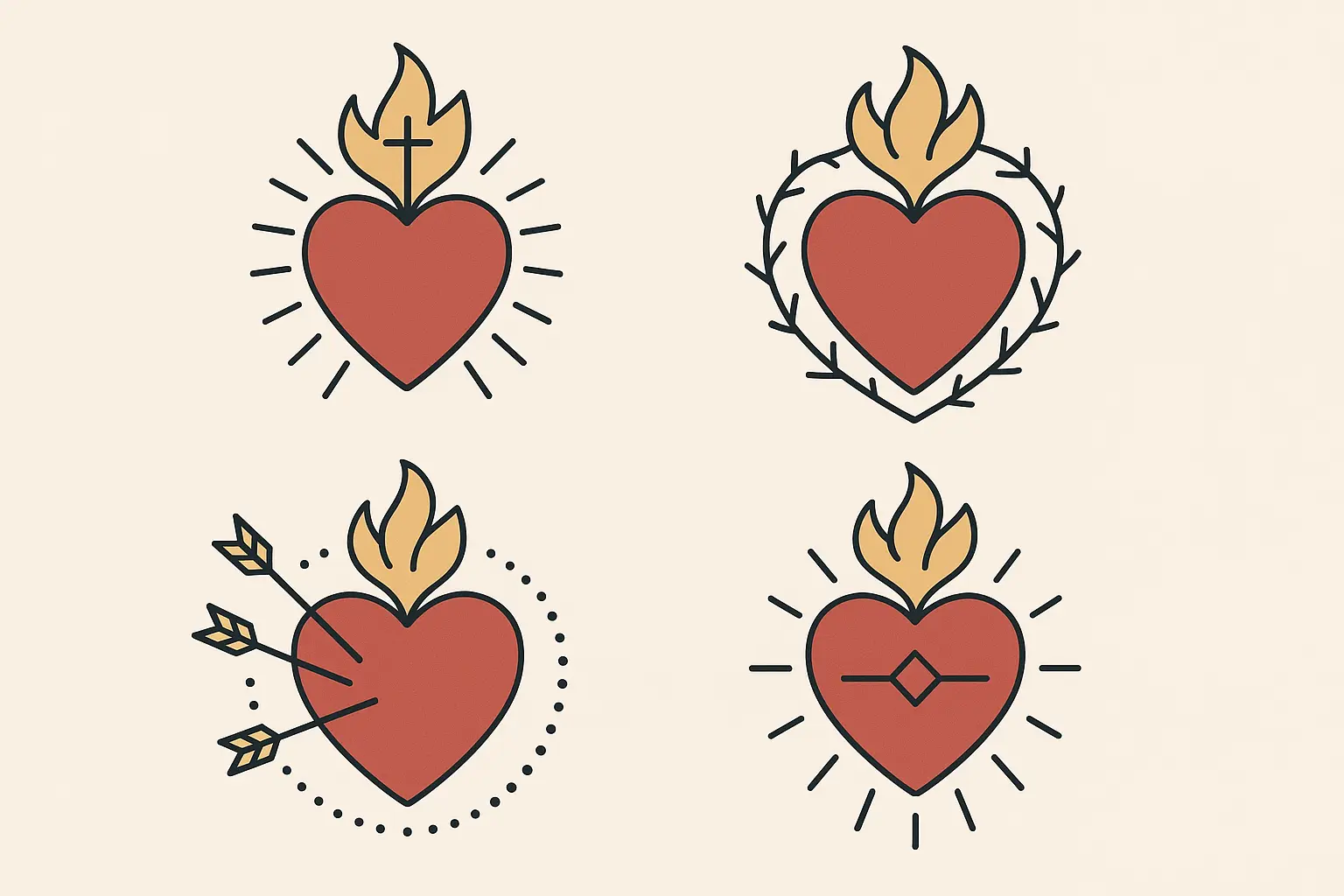 Minimalist sacred heart tattoo styles