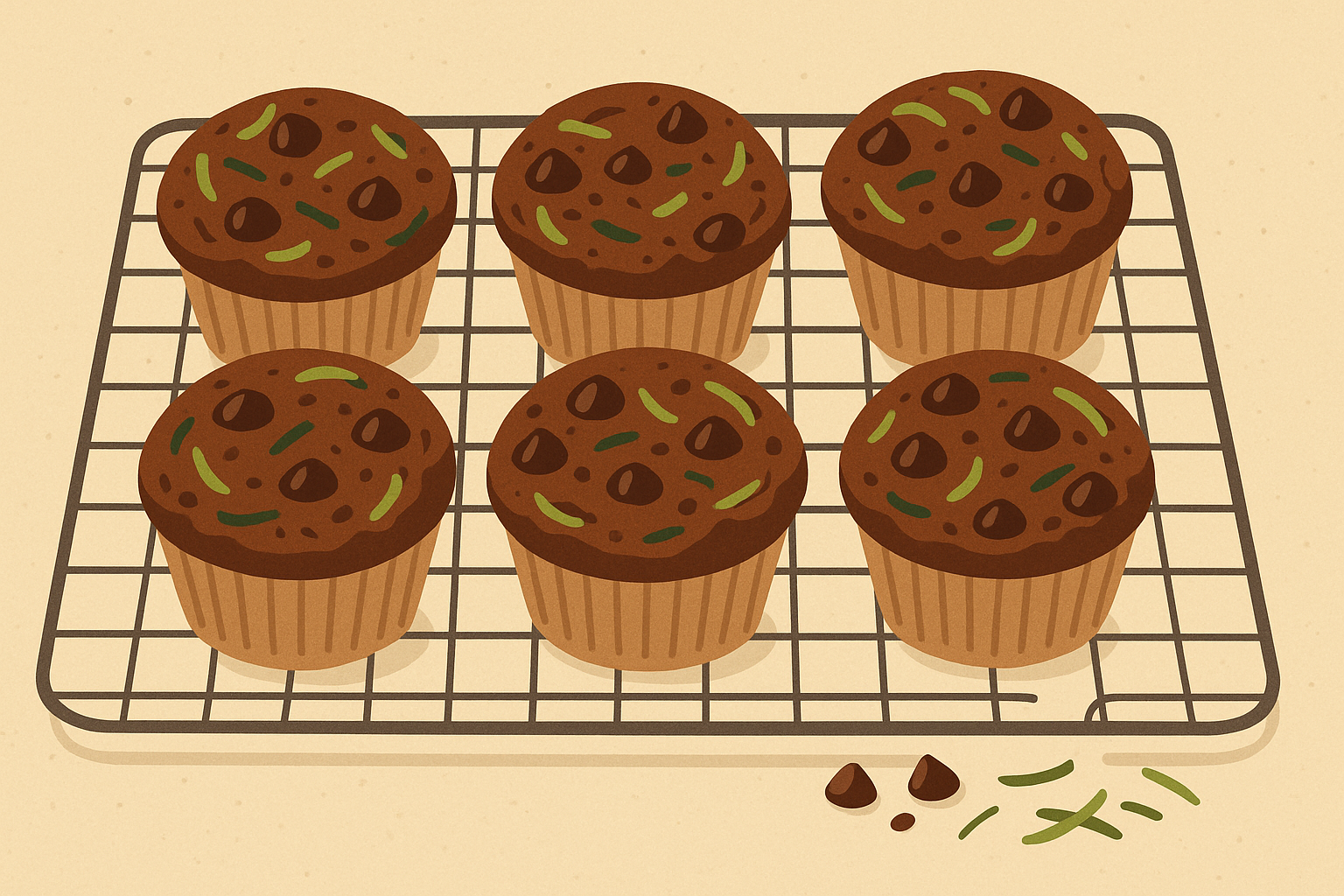 Chocolate zucchini breakfast muffins with healthy ingredients