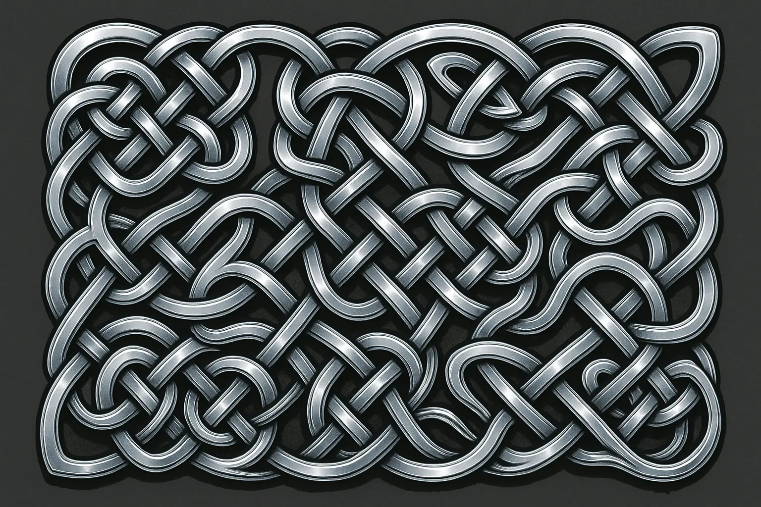Chrome Celtic knot tattoo with metallic effects