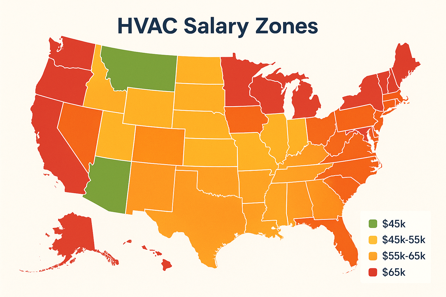 HVAC technician salary comparison across different states