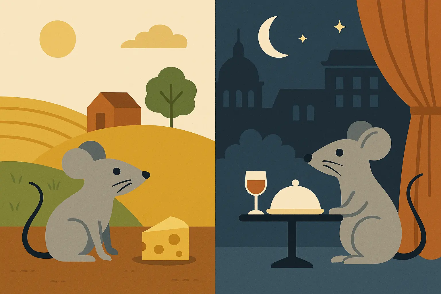 Town mouse and country mouse comparison