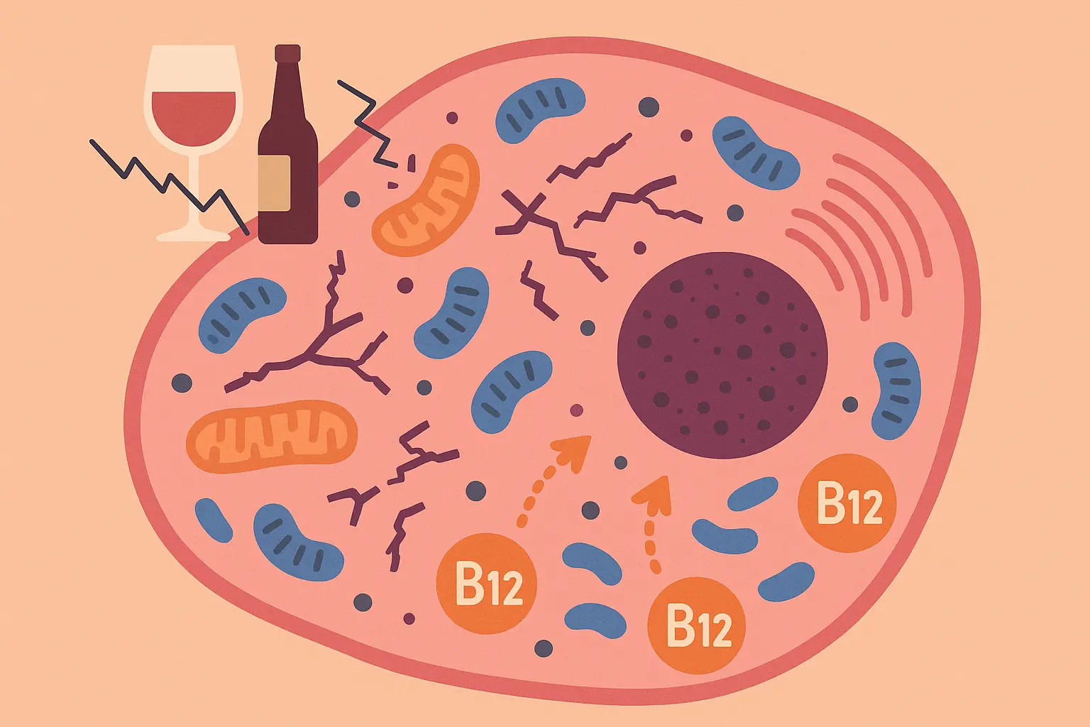 Cellular damage from alcohol metabolism