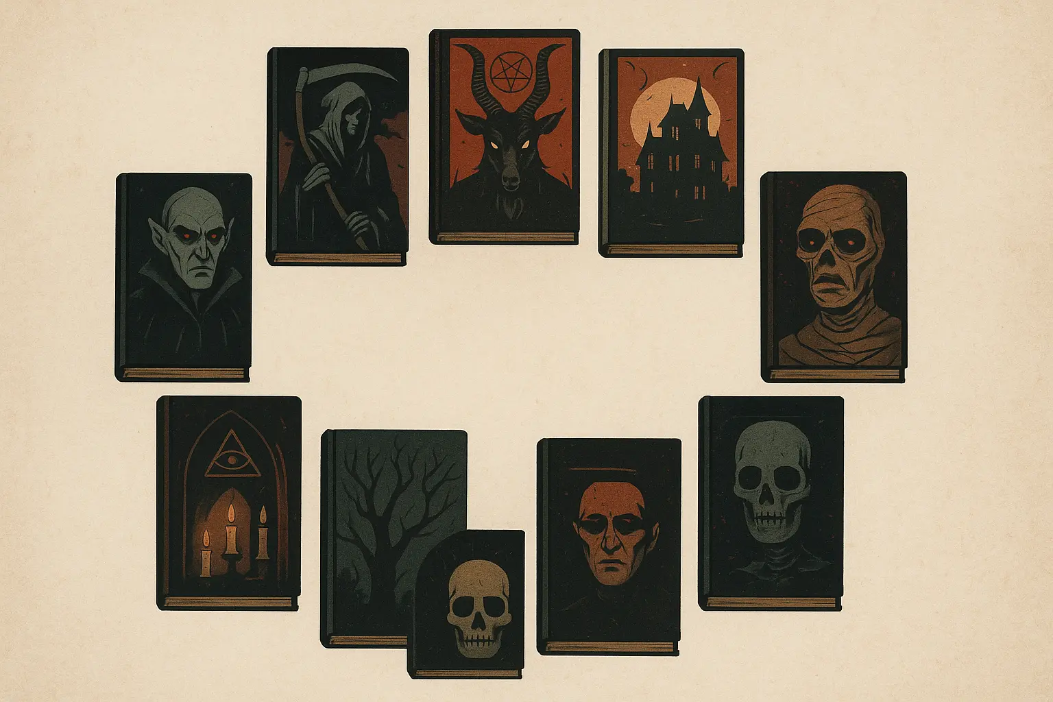 Collection of classic horror book covers