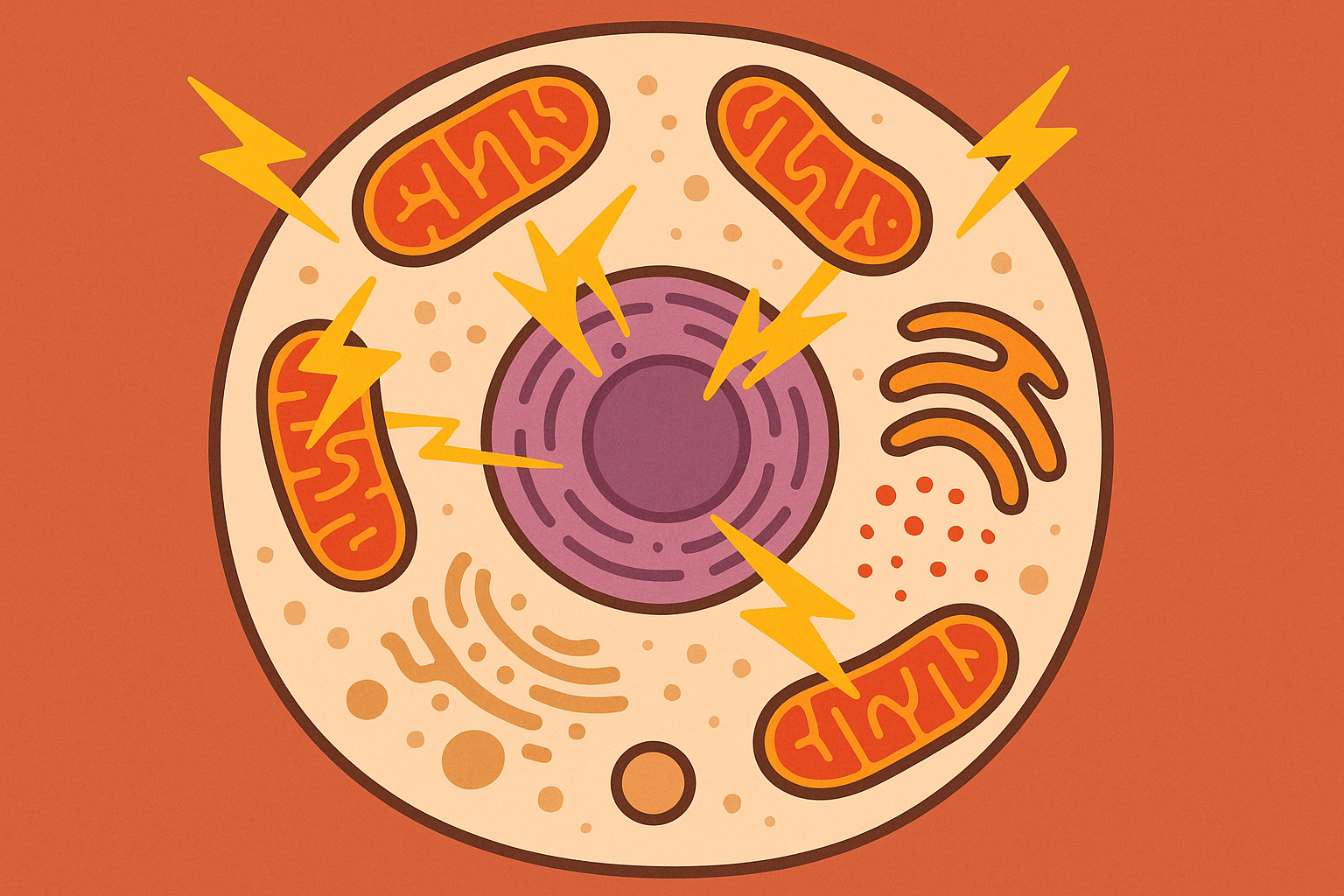Mitochondrial function diagram showing cellular energy production