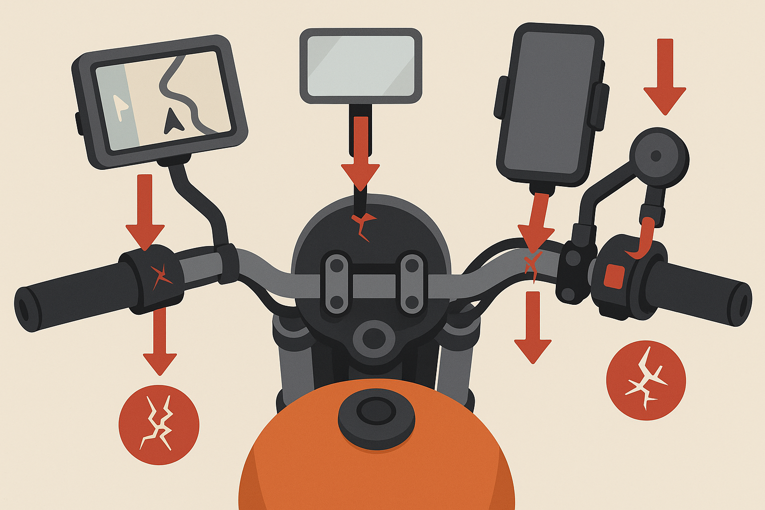Complex motorcycle mounting system with multiple accessories