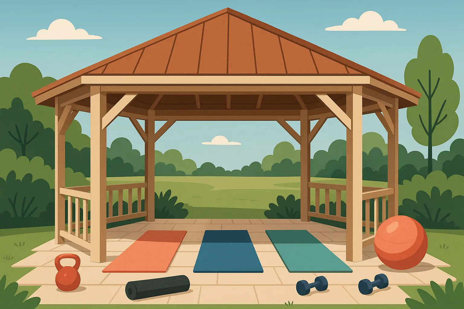 Multi-purpose exercise pavilion gazebo