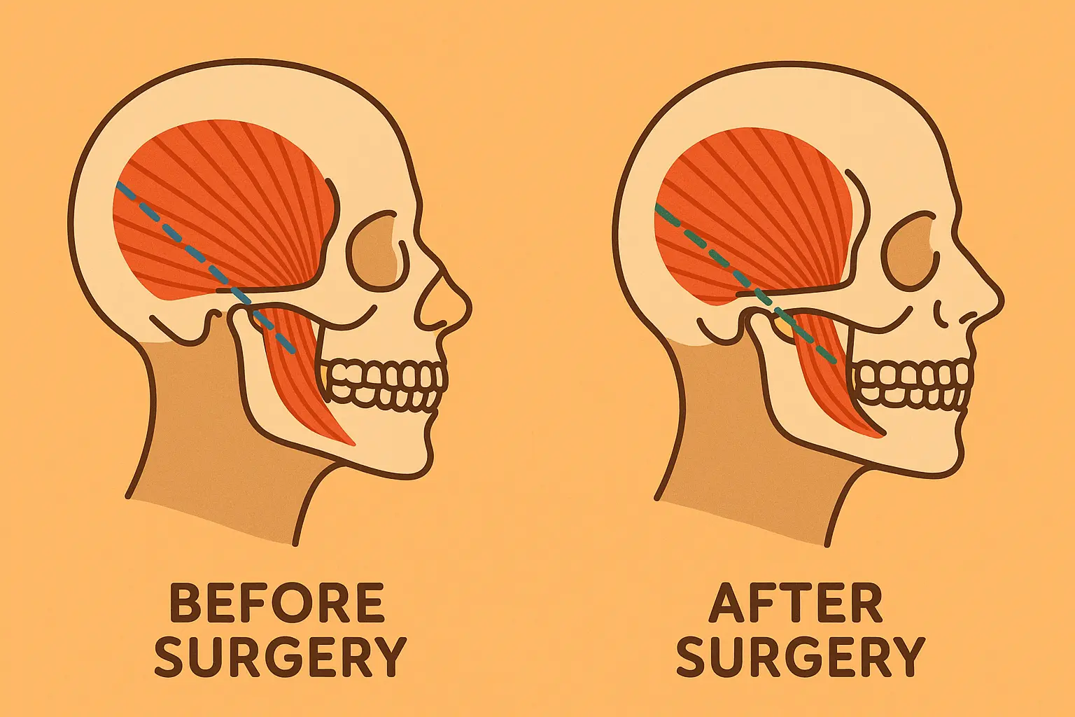 Jaw muscle memory adaptation after surgery