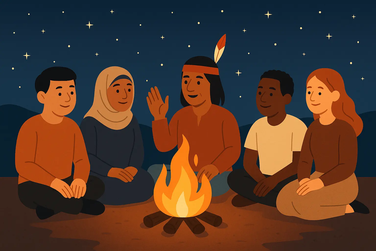 Collection of diverse folktale books and storytelling elements