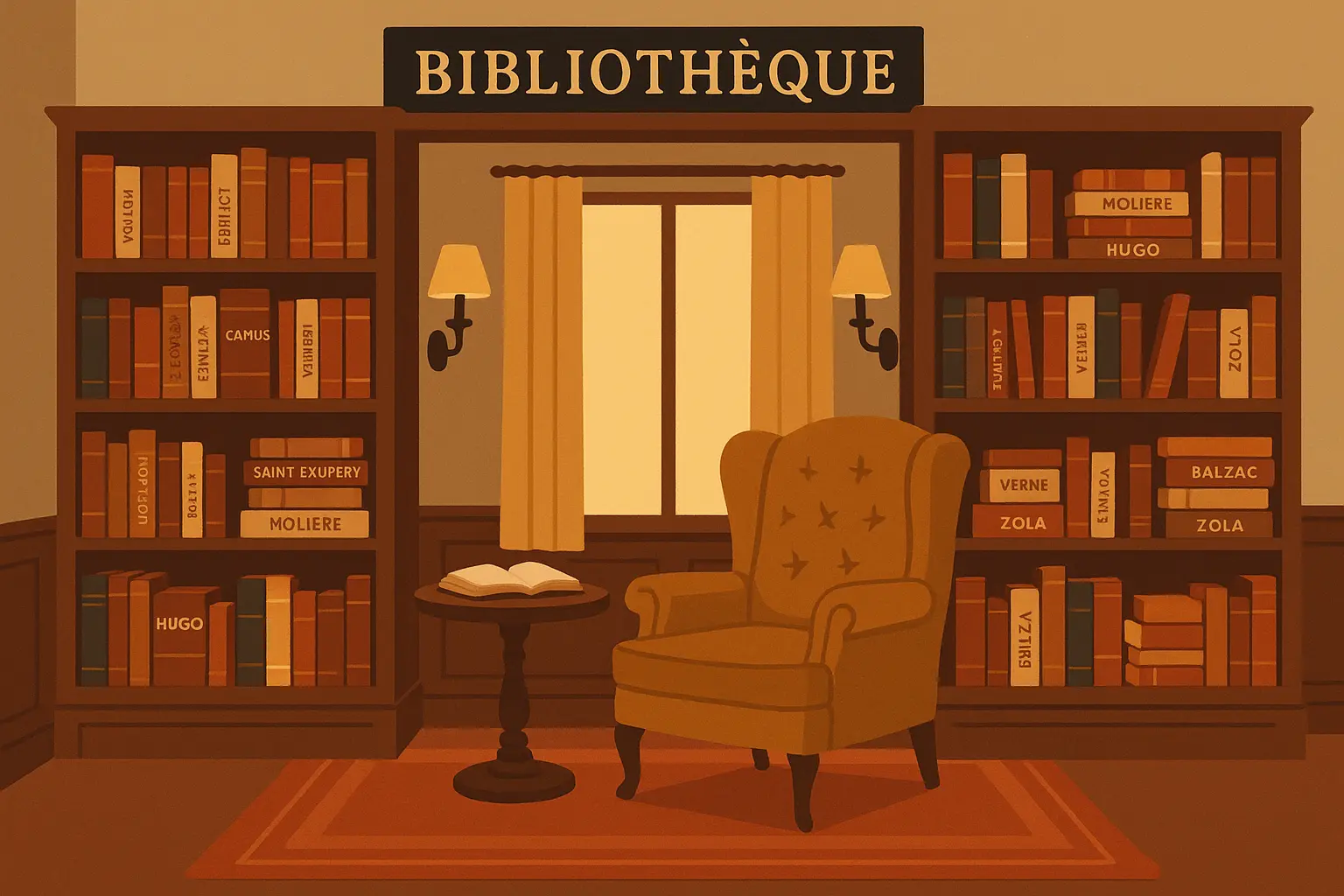 French literature collection with classic books