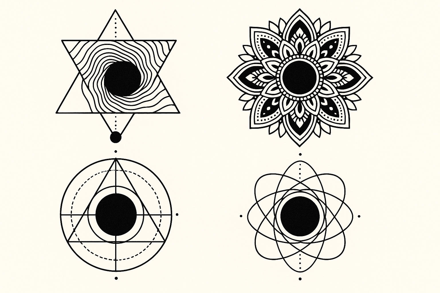 Geometric black hole tattoo patterns