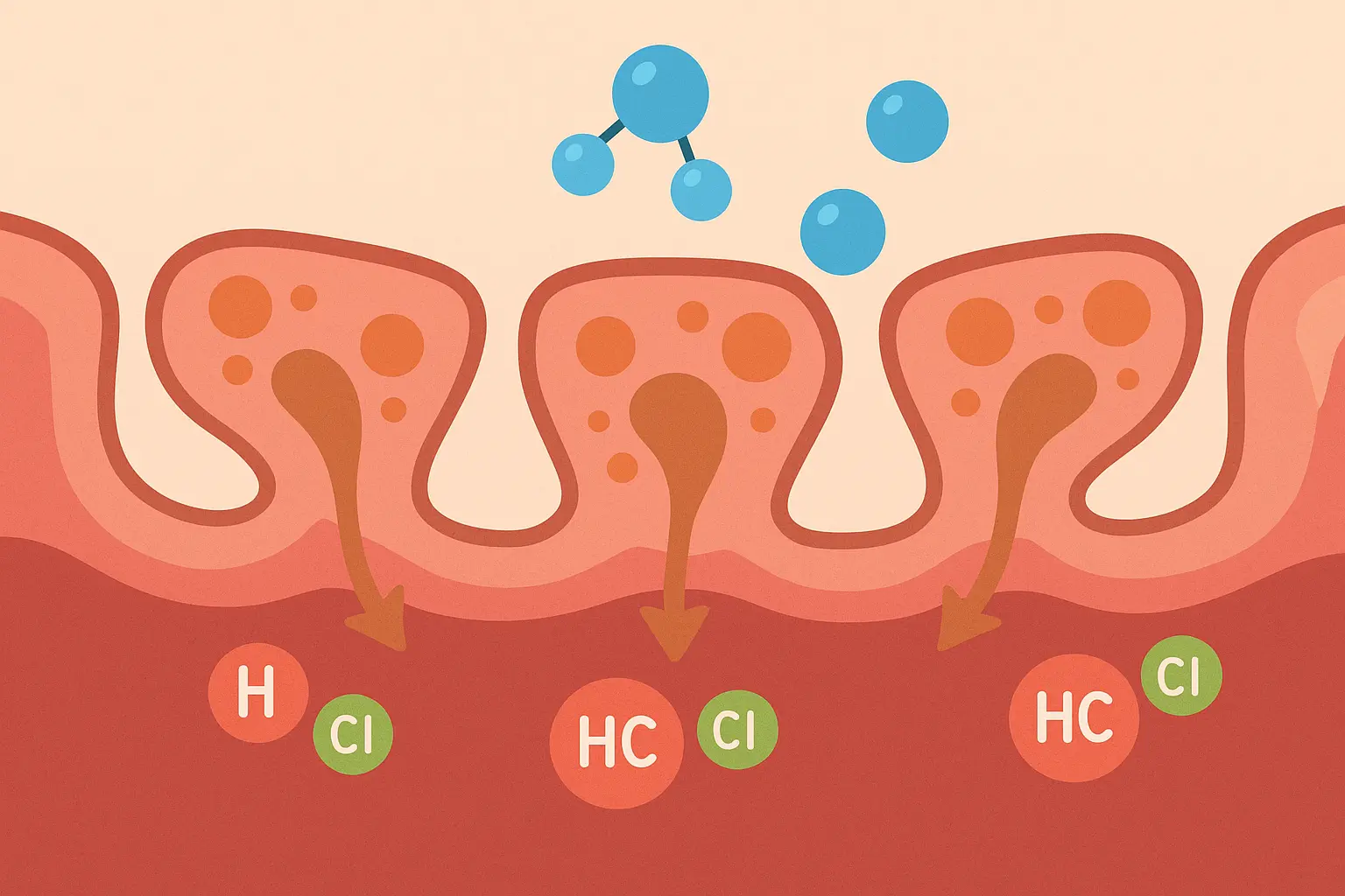 Stomach acid production and water