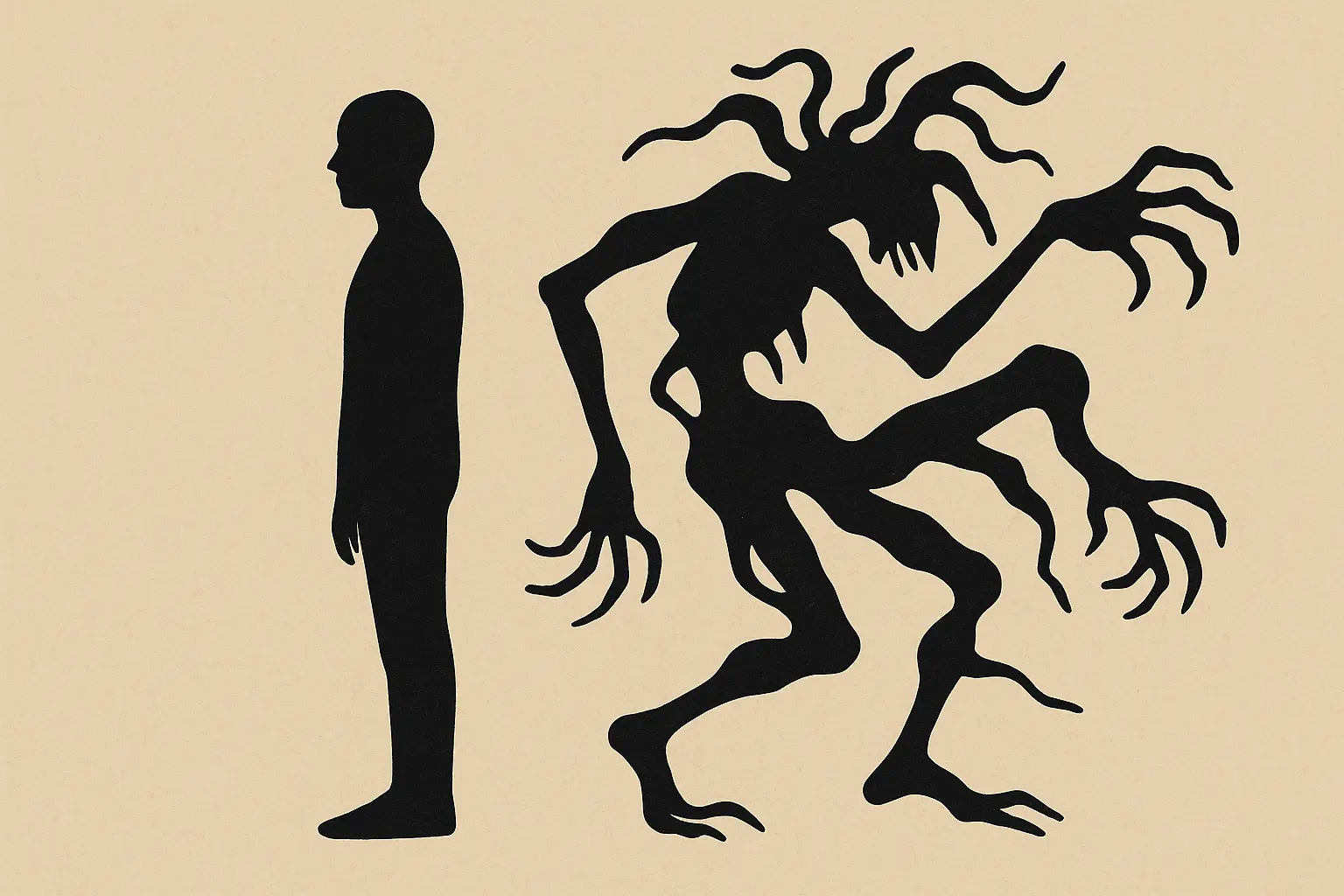 Body horror transformation scene with grotesque imagery