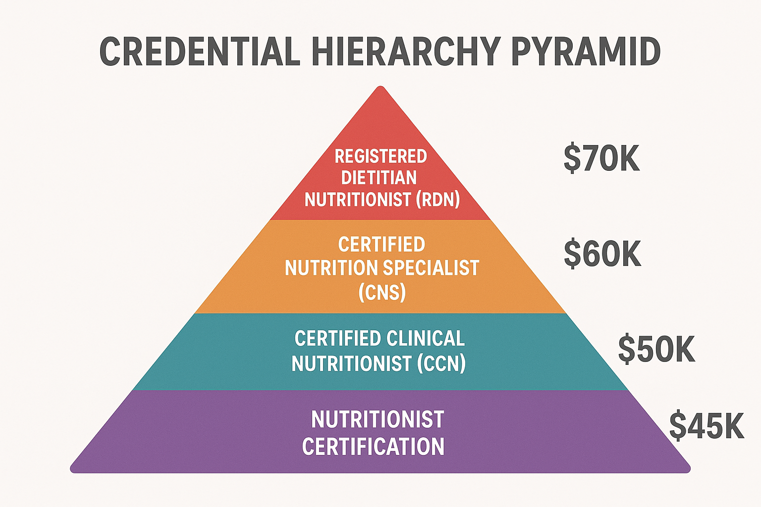 Credential hierarchy pyramid showing different dietitian qualifications