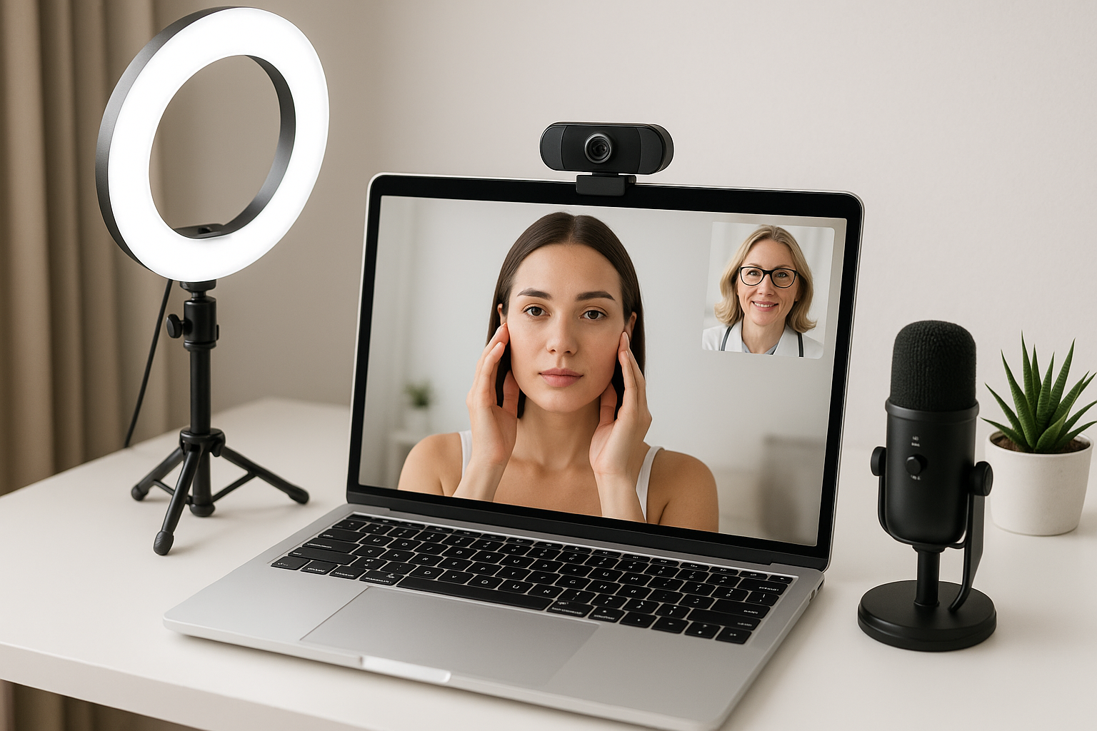 Telehealth consultation setup for medical aesthetics