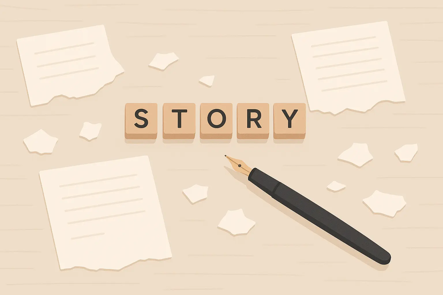 Six-word stories concept illustration