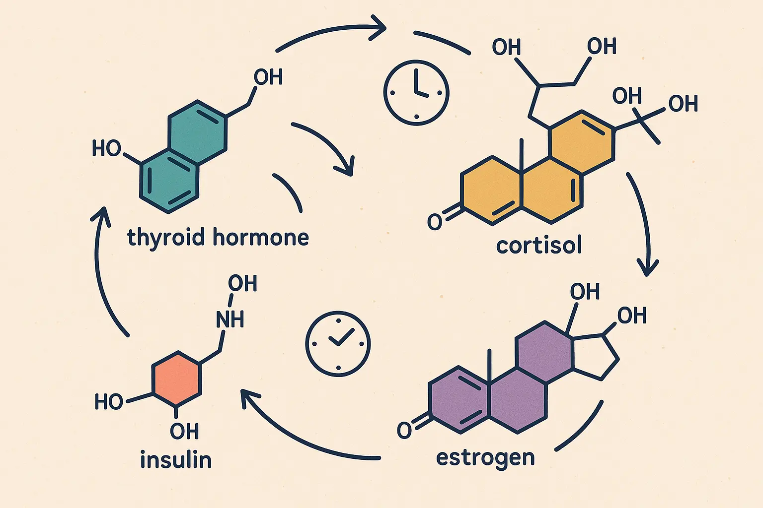 Hormone fluctuation patterns throughout the day