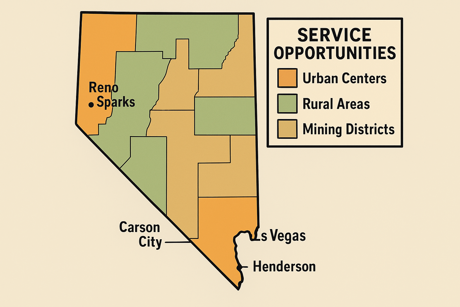 Nevada geographic market segmentation map