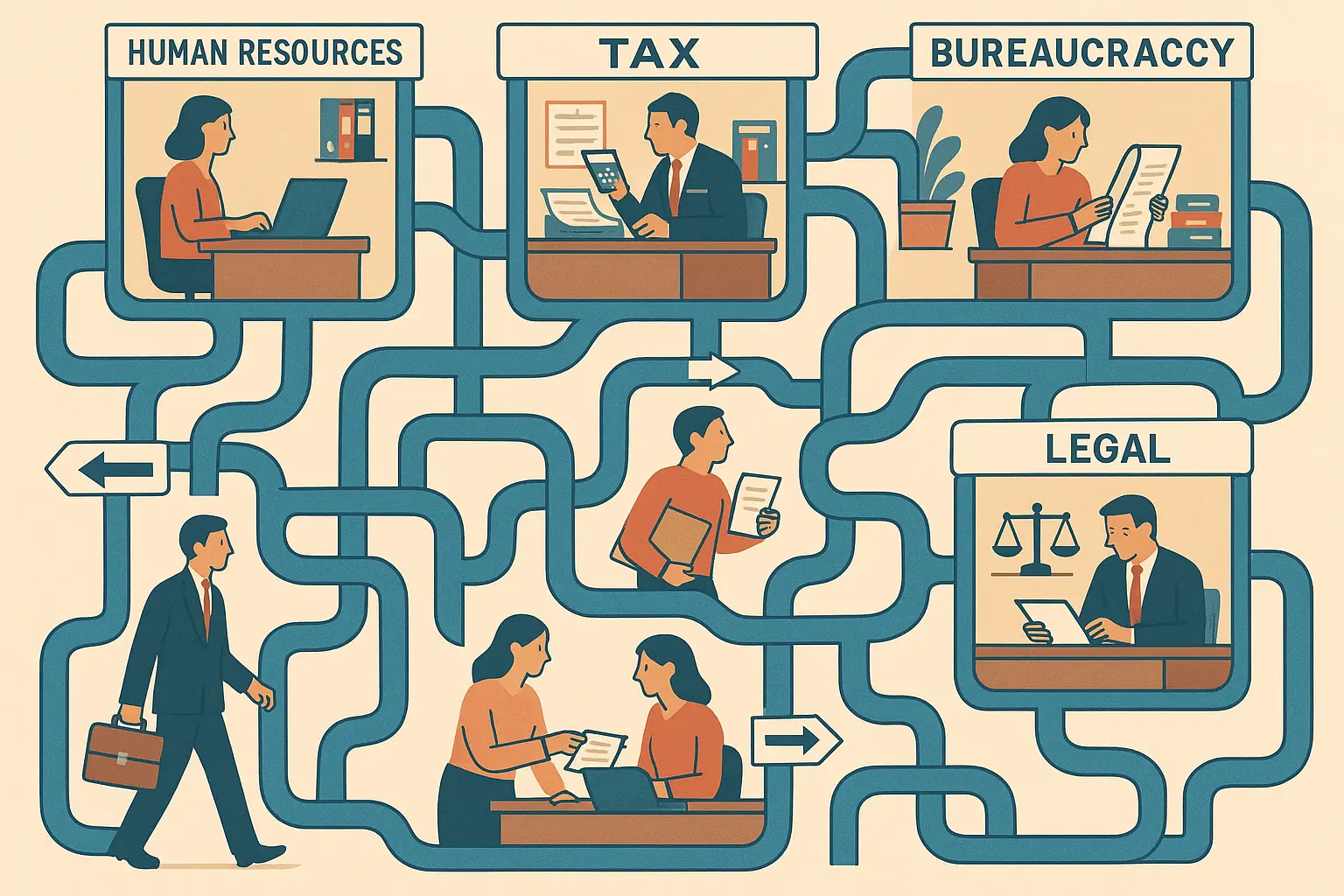 Bureaucratic processing pipeline for completion certificates
