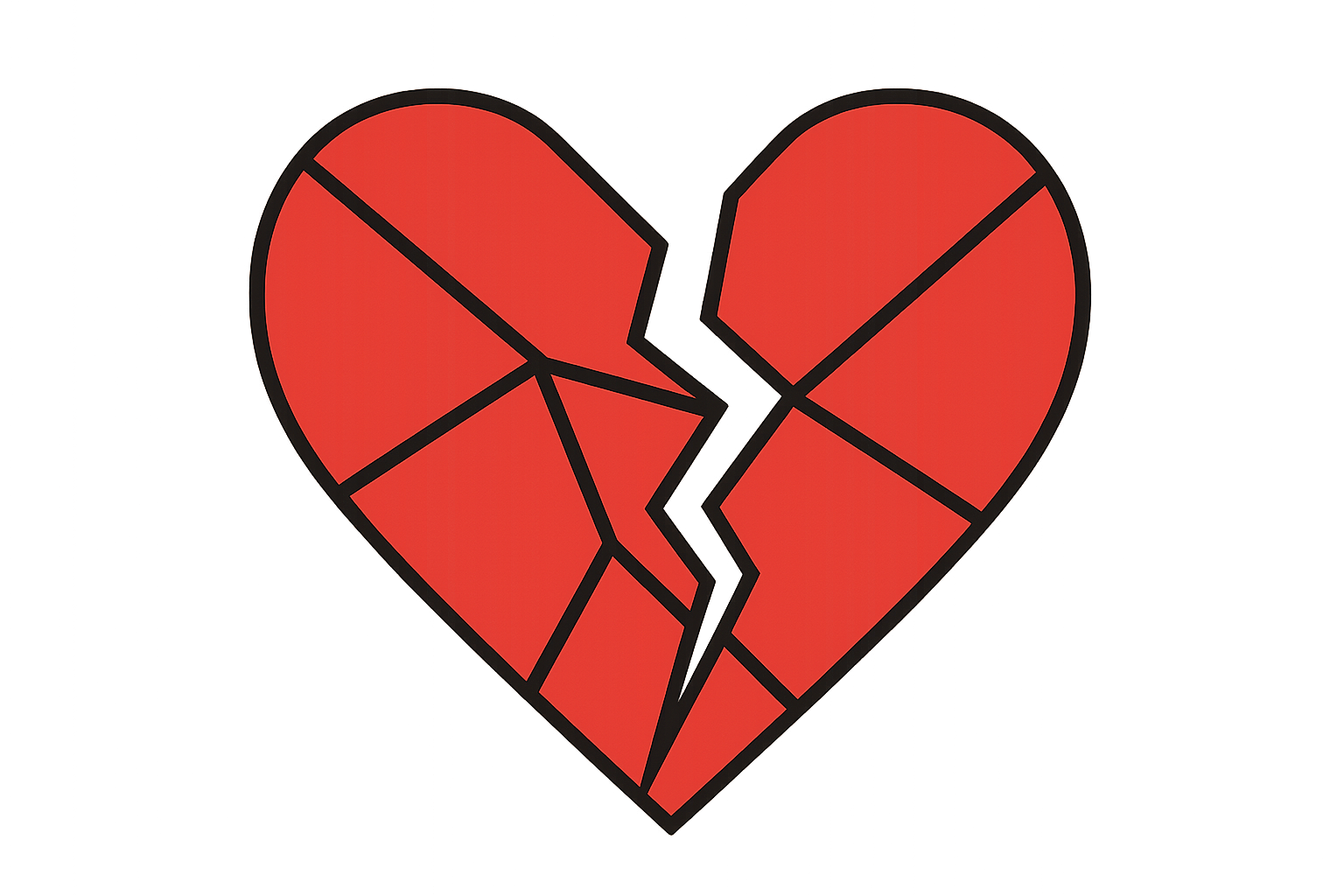 Minimalist geometric broken heart designs