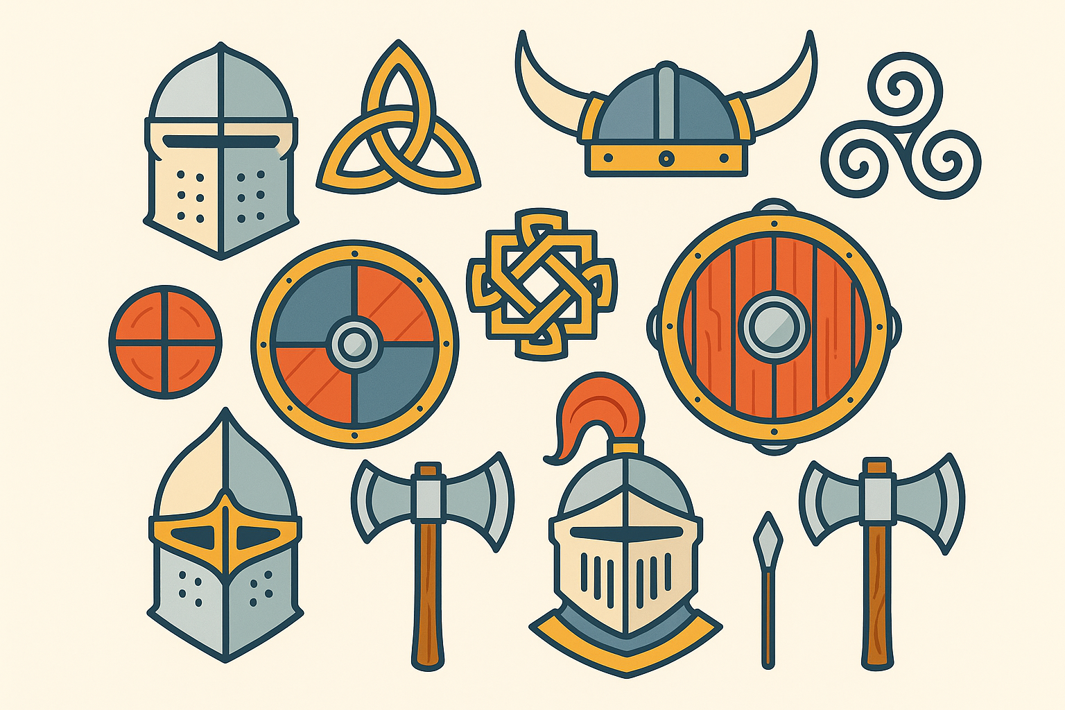 Western warrior tattoo designs showcasing medieval knights and Vikings