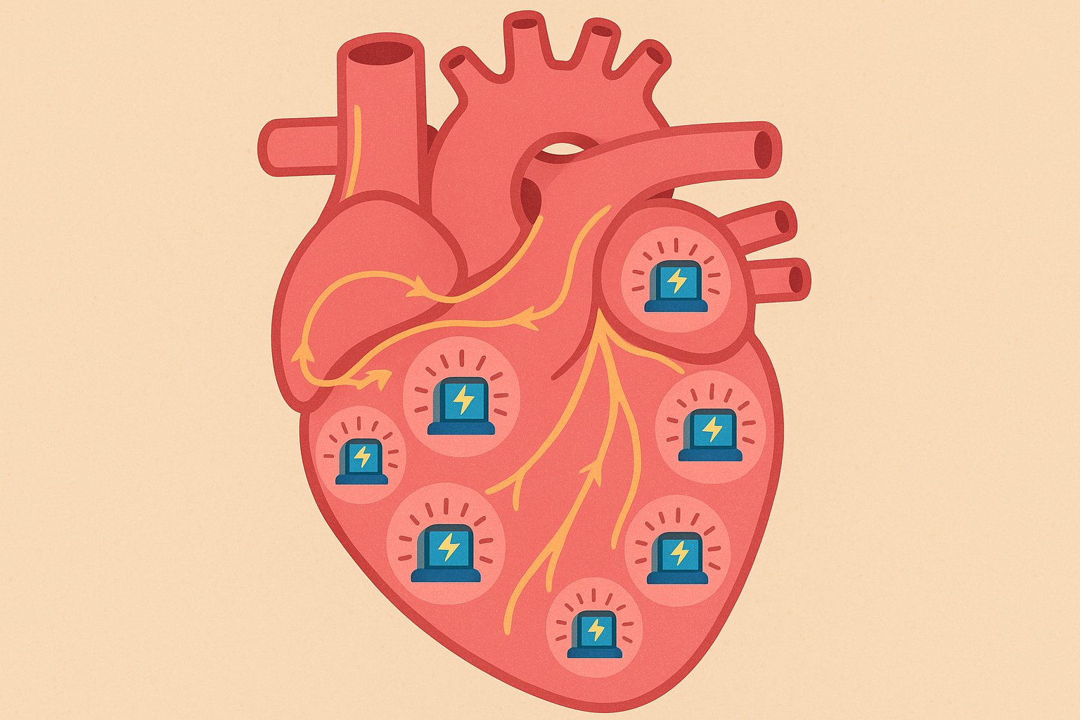 Heart electrical system energy crisis illustration