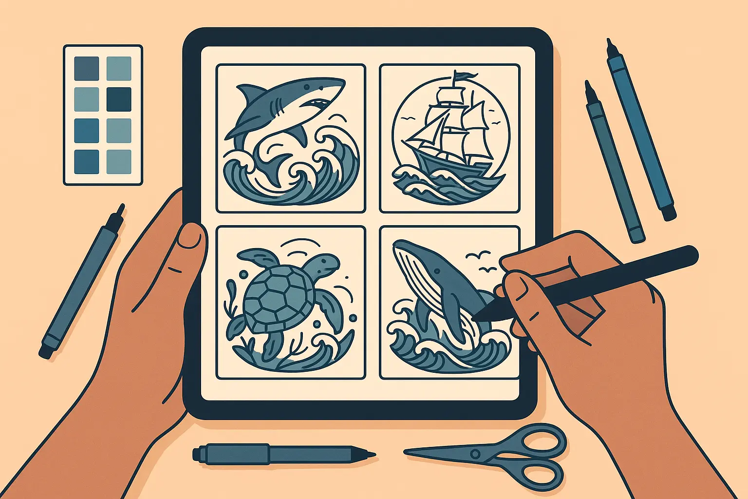 Tattoo Generator IQ ocean tattoo design process