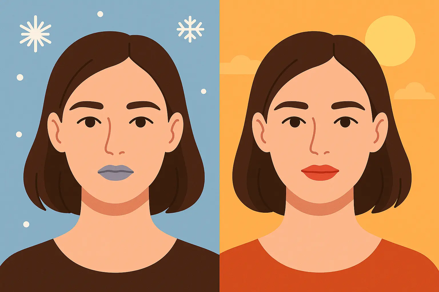 Person checking lip color in cold weather