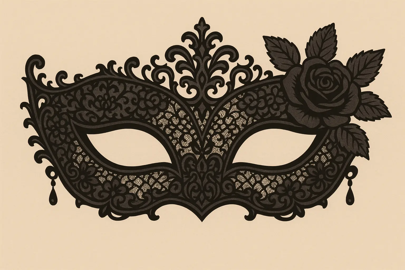 Gothic masquerade mask tattoo design