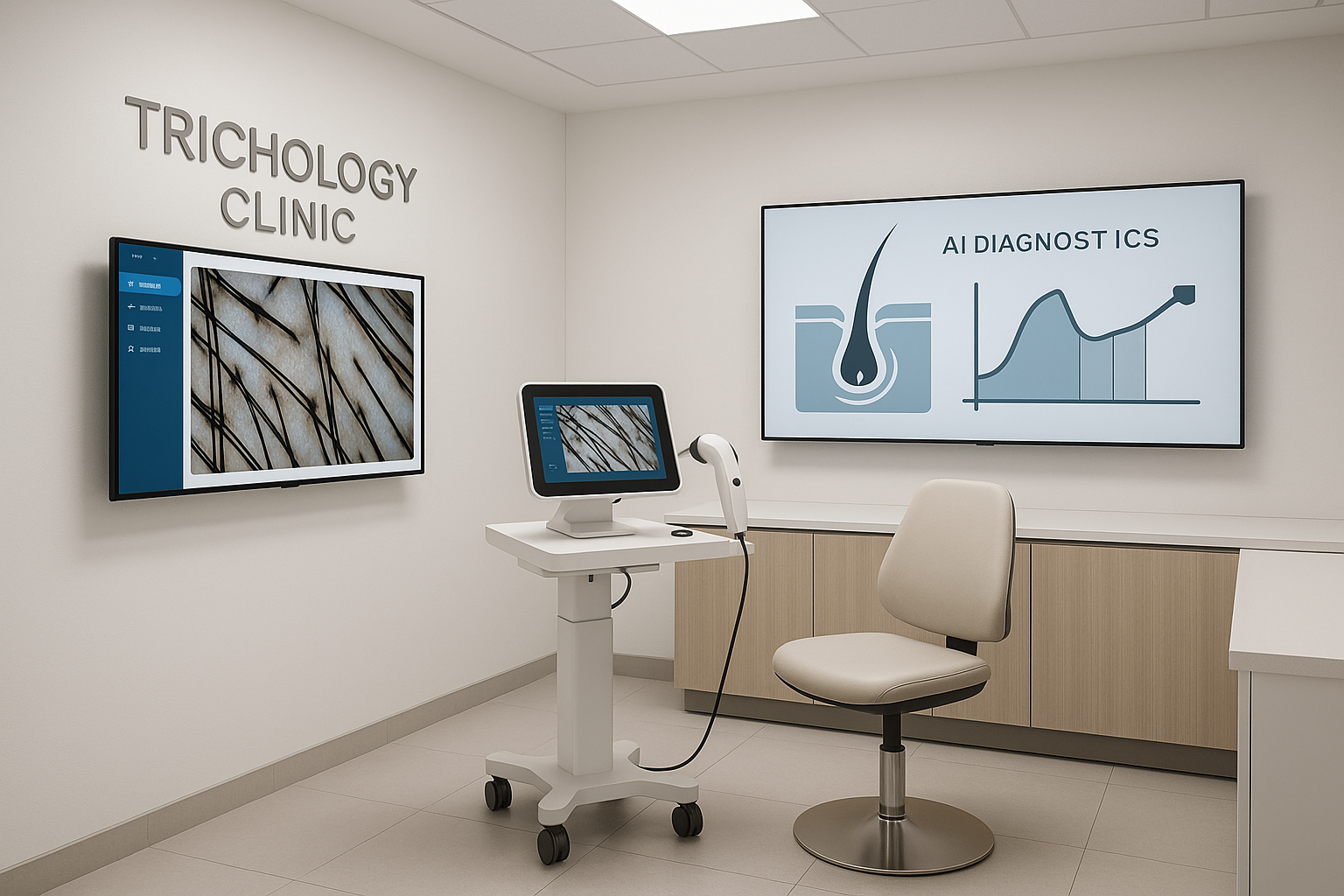 AI-powered hair analysis technology and digital trichoscopy equipment